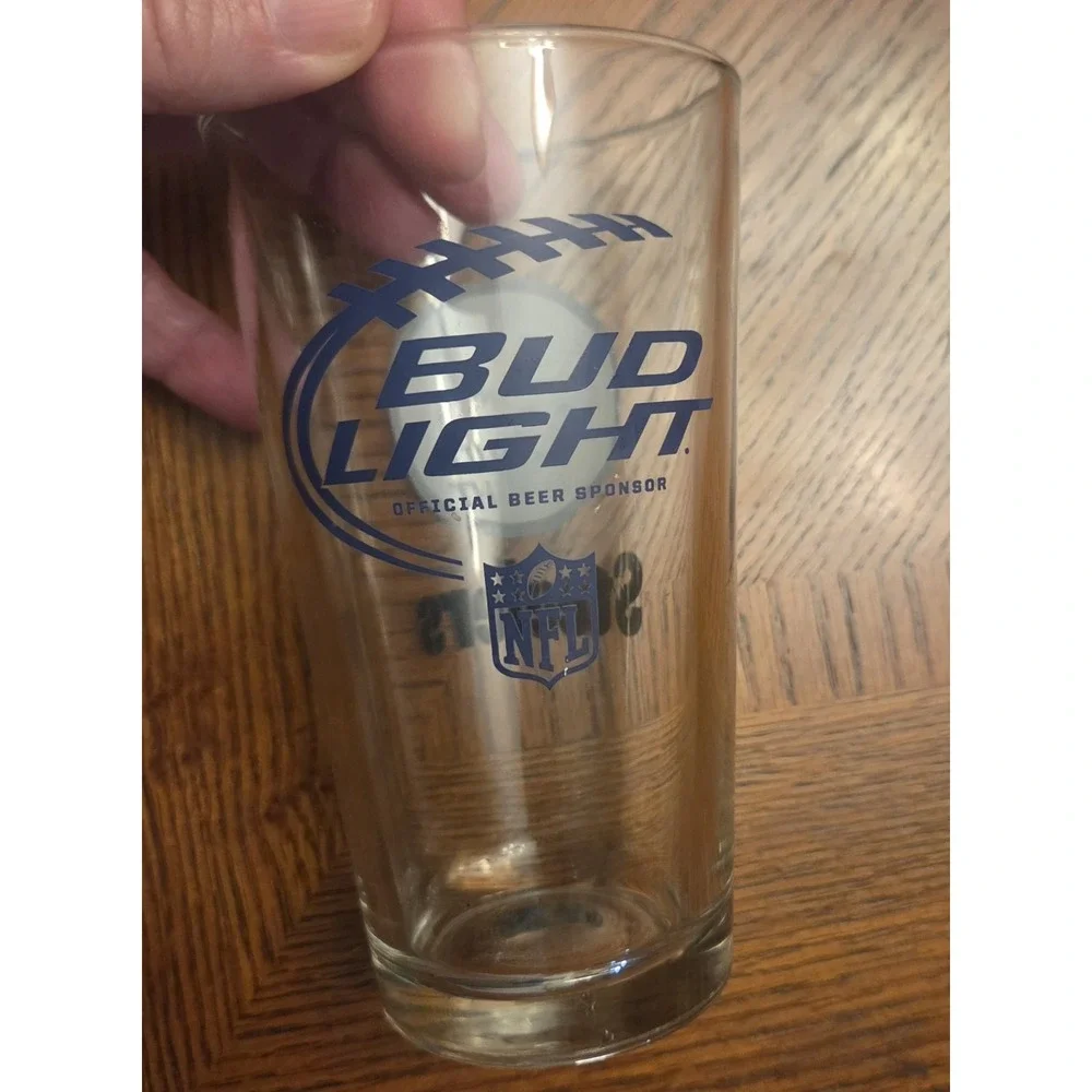 NFL Pittsburgh Steelers Clear Glass Iconic Logo 16 oz.Bud Light Official Sponsor